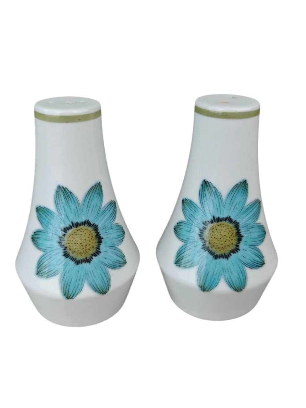 Vintage Noritake Ceramic Salt & Pepper Shakers Blue Floral Mid-Century Japan